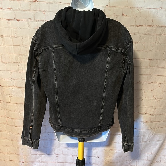 American Eagle AirFlex Thermal Lined Hooded Jean Jacket Sz M - Picture 2 of 8